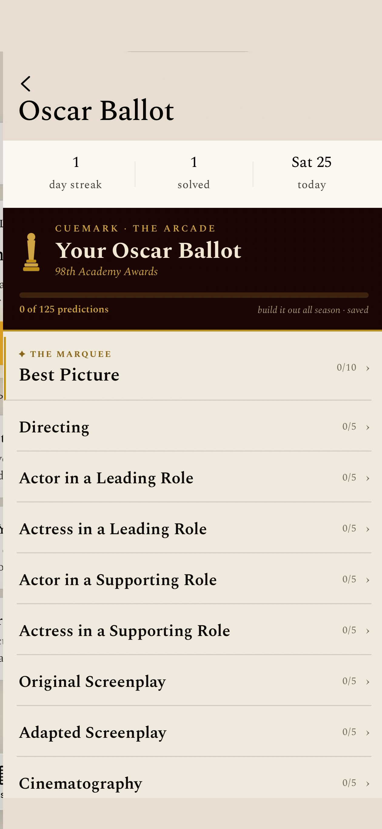 Oscar Ballot