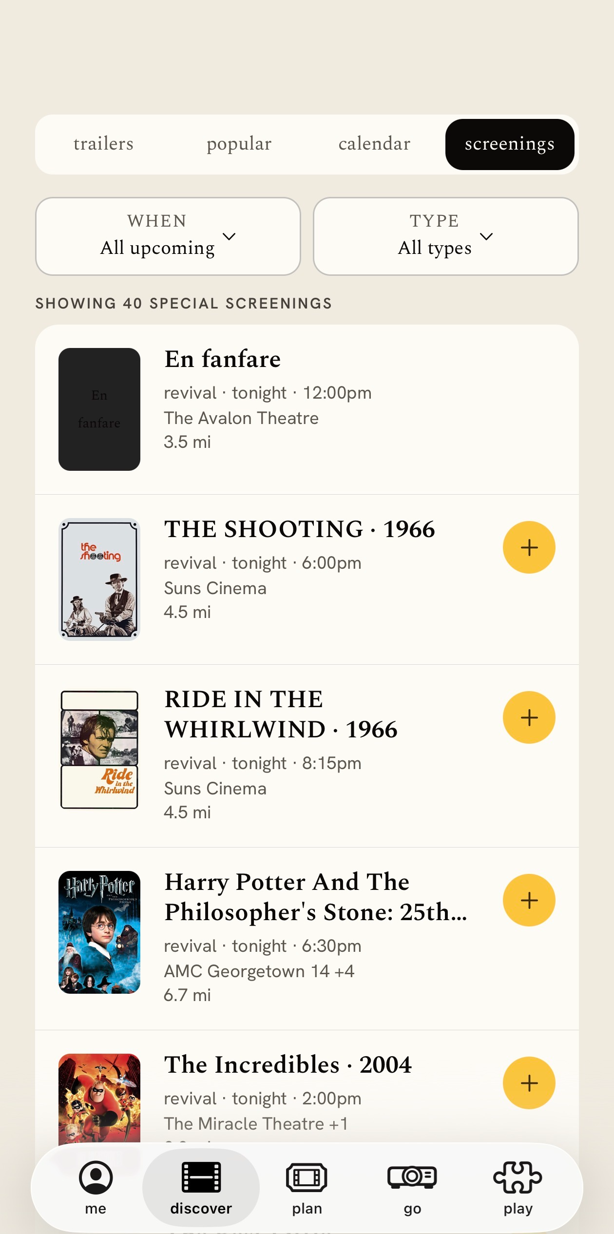 revivals and special screenings